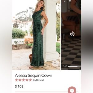 RICARICA ALESSIA EMERALD GREEN SEQUIN FORMAL GOWN XL FISHTAIL HEART STRETCH $108